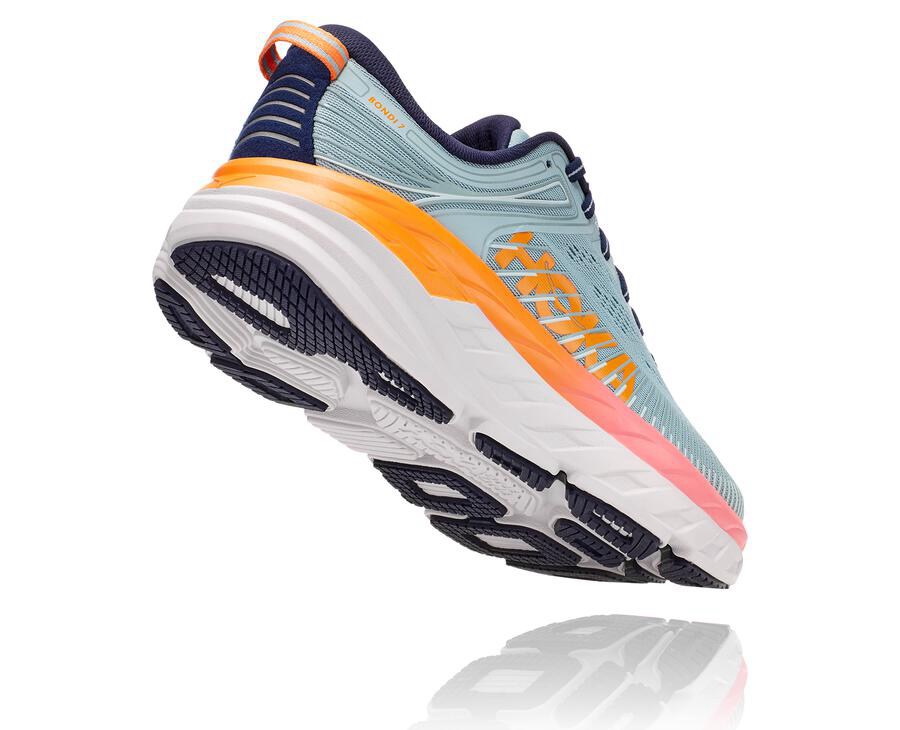 Hoka One One Womens Running Shoes - Bondi 7 - Blue - TIGE13786